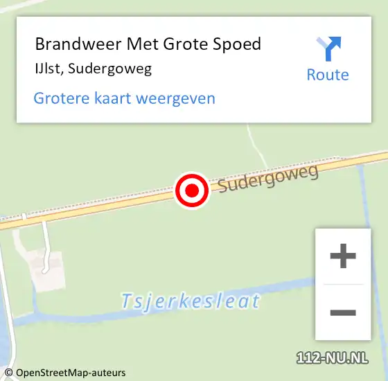 Locatie op kaart van de 112 melding: Brandweer Met Grote Spoed Naar IJlst, Sudergoweg op 20 juli 2015 01:23