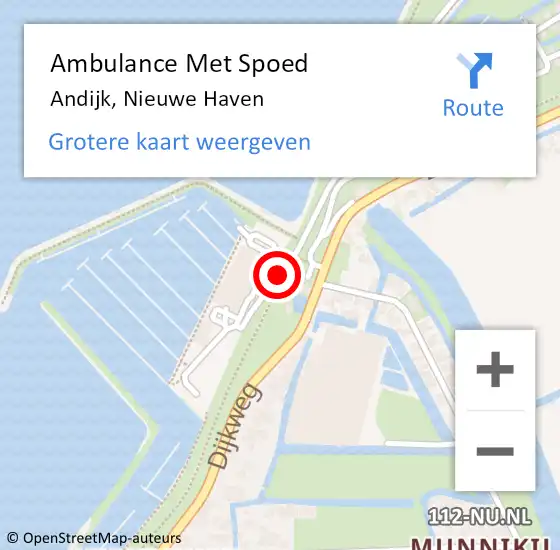 Locatie op kaart van de 112 melding: Ambulance Met Spoed Naar Andijk, Nieuwe Haven op 20 juli 2015 02:57