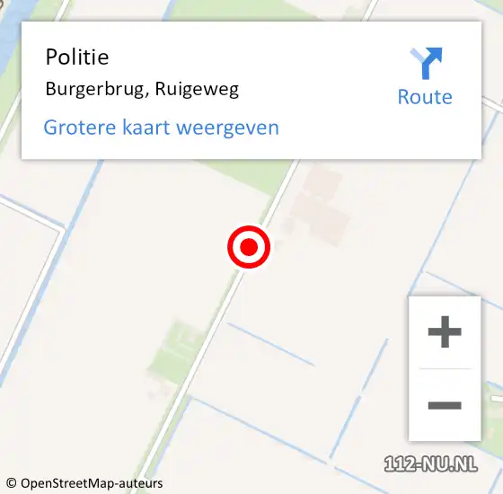 Locatie op kaart van de 112 melding: Politie Burgerbrug, Ruigeweg op 20 juli 2015 04:25