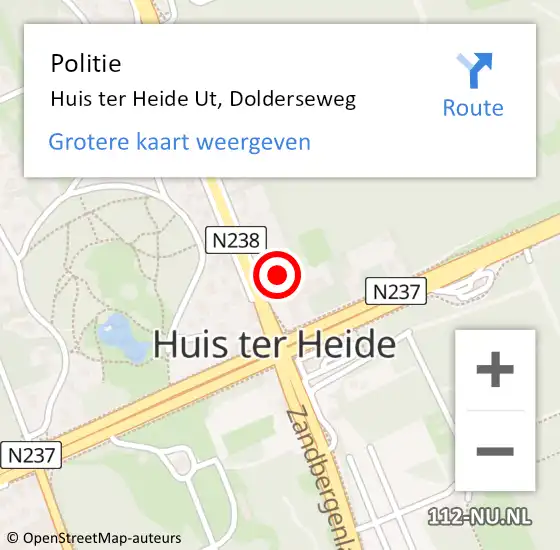 Locatie op kaart van de 112 melding: Politie Huis ter Heide Ut, Dolderseweg op 14 november 2013 16:27