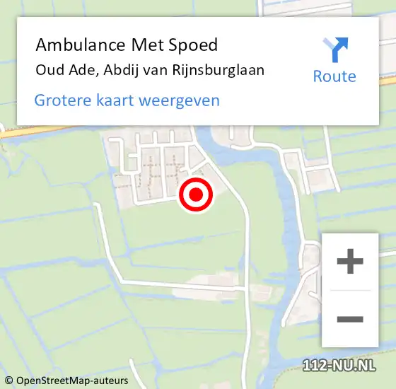 Locatie op kaart van de 112 melding: Ambulance Met Spoed Naar Oud Ade, Abdij van Rijnsburglaan op 20 juli 2015 07:46