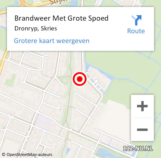 Locatie op kaart van de 112 melding: Brandweer Met Grote Spoed Naar Dronryp, Skries op 20 juli 2015 08:48