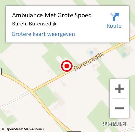 Locatie op kaart van de 112 melding: Ambulance Met Grote Spoed Naar Buren, Burensedijk op 12 september 2013 20:02