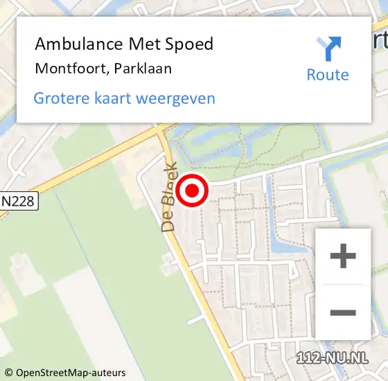Locatie op kaart van de 112 melding: Ambulance Met Spoed Naar Montfoort, Parklaan op 14 november 2013 17:03