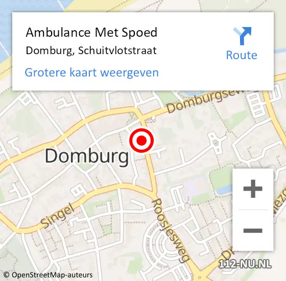 Locatie op kaart van de 112 melding: Ambulance Met Spoed Naar Domburg, Schuitvlotstraat op 20 juli 2015 14:08