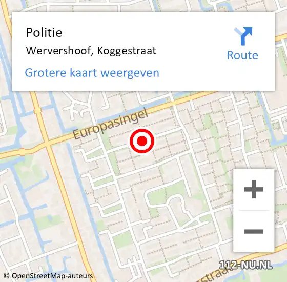 Locatie op kaart van de 112 melding: Politie Wervershoof, Koggestraat op 20 juli 2015 14:17