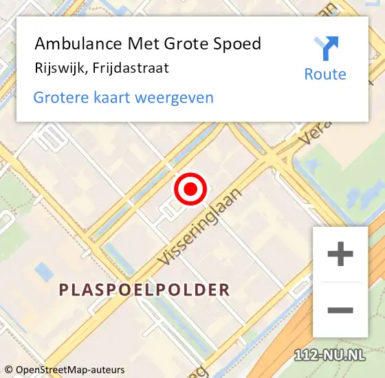 Locatie op kaart van de 112 melding: Ambulance Met Grote Spoed Naar Rijswijk, Frijdastraat op 20 juli 2015 15:08
