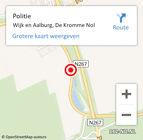 Locatie op kaart van de 112 melding: Politie Wijk en Aalburg, De Kromme Nol op 20 juli 2015 15:08