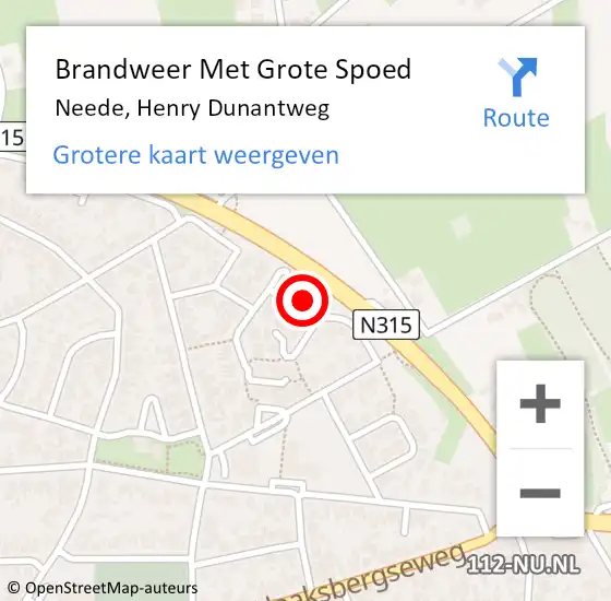 Locatie op kaart van de 112 melding: Brandweer Met Grote Spoed Naar Neede, Henry Dunantweg op 20 juli 2015 15:21