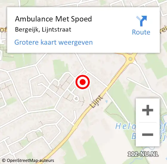 Locatie op kaart van de 112 melding: Ambulance Met Spoed Naar Bergeijk, Lijntstraat op 20 juli 2015 16:42