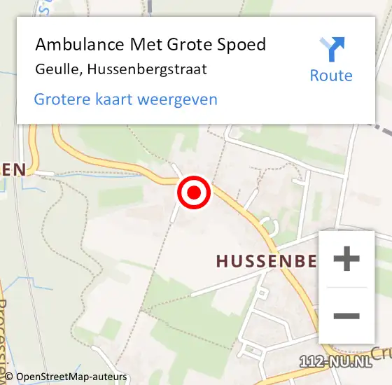 Locatie op kaart van de 112 melding: Ambulance Met Grote Spoed Naar Geulle, Hussenbergstraat op 14 november 2013 17:20