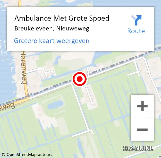 Locatie op kaart van de 112 melding: Ambulance Met Grote Spoed Naar Breukeleveen, Nieuweweg op 20 juli 2015 16:50