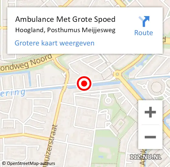 Locatie op kaart van de 112 melding: Ambulance Met Grote Spoed Naar Hoogland, Posthumus Meijjesweg op 20 juli 2015 17:25