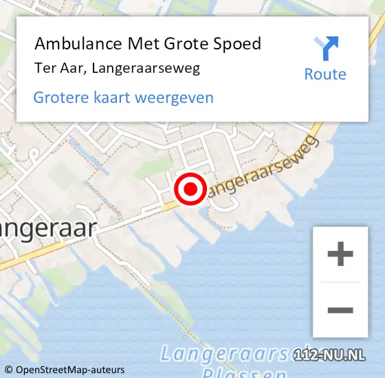 Locatie op kaart van de 112 melding: Ambulance Met Grote Spoed Naar Ter Aar, Langeraarseweg op 20 juli 2015 18:54