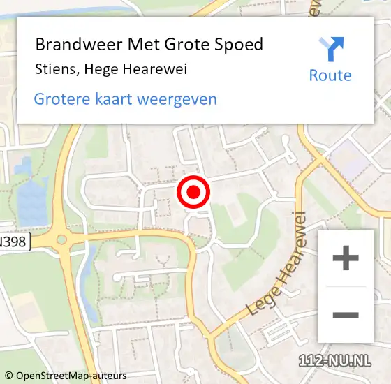 Locatie op kaart van de 112 melding: Brandweer Met Grote Spoed Naar Stiens, Hege Hearewei op 20 juli 2015 19:09