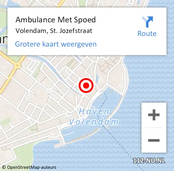 Locatie op kaart van de 112 melding: Ambulance Met Spoed Naar Volendam, St. Jozefstraat op 20 juli 2015 21:41