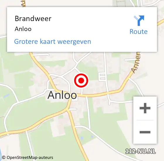 Locatie op kaart van de 112 melding: Brandweer Anloo op 20 juli 2015 21:43