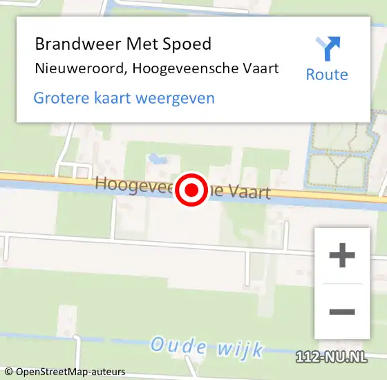 Locatie op kaart van de 112 melding: Brandweer Met Spoed Naar Nieuweroord, Hoogeveensche Vaart op 20 juli 2015 22:06