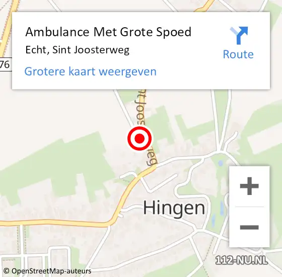 Locatie op kaart van de 112 melding: Ambulance Met Grote Spoed Naar Echt, Sint Joosterweg op 20 juli 2015 22:21