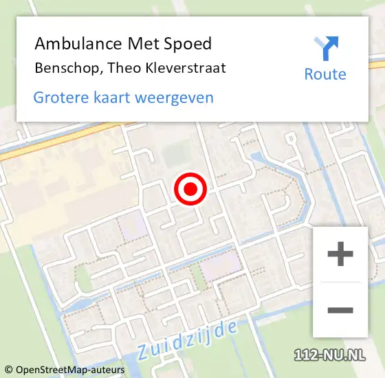 Locatie op kaart van de 112 melding: Ambulance Met Spoed Naar Benschop, Theo Kleverstraat op 21 juli 2015 01:46