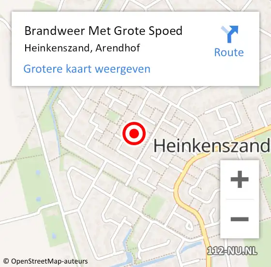 Locatie op kaart van de 112 melding: Brandweer Met Grote Spoed Naar Heinkenszand, Arendhof op 21 juli 2015 03:33