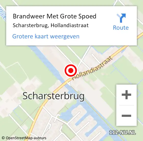 Locatie op kaart van de 112 melding: Brandweer Met Grote Spoed Naar Scharsterbrug, Hollandiastraat op 21 juli 2015 03:46