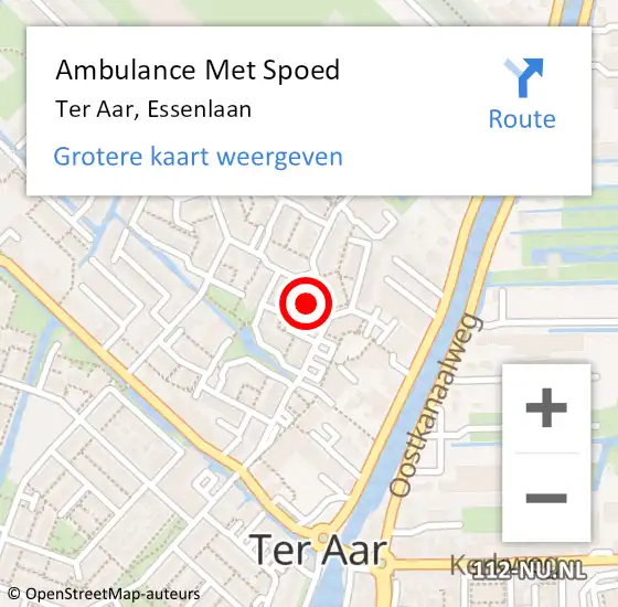 Locatie op kaart van de 112 melding: Ambulance Met Spoed Naar Ter Aar, Essenlaan op 21 juli 2015 04:17