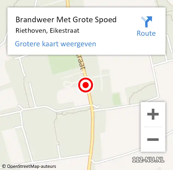 Locatie op kaart van de 112 melding: Brandweer Met Grote Spoed Naar Riethoven, Eikestraat op 21 juli 2015 05:28