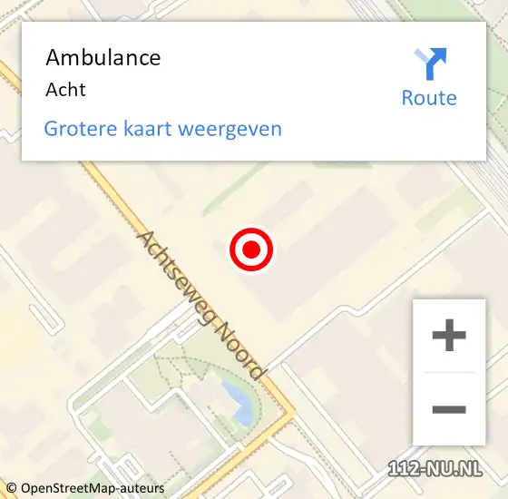 Locatie op kaart van de 112 melding: Ambulance Acht op 21 juli 2015 07:35