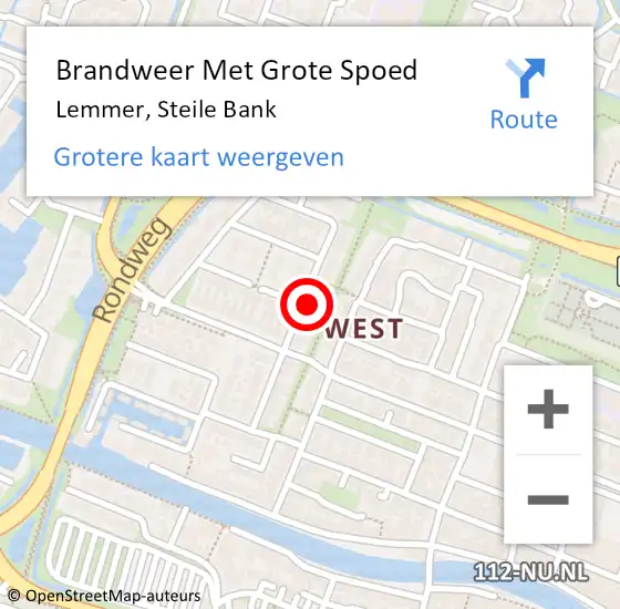 Locatie op kaart van de 112 melding: Brandweer Met Grote Spoed Naar Lemmer, Steile Bank op 14 november 2013 18:26