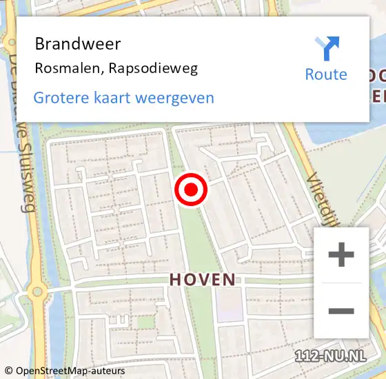 Locatie op kaart van de 112 melding: Brandweer Rosmalen, Rapsodieweg op 21 juli 2015 10:34