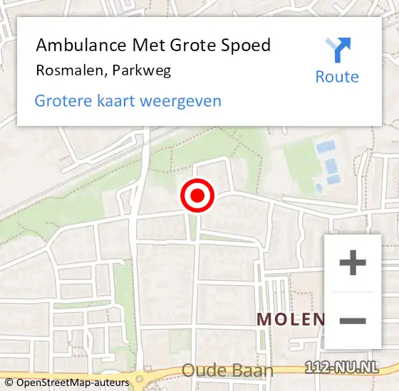 Locatie op kaart van de 112 melding: Ambulance Met Grote Spoed Naar Rosmalen, Parkweg op 21 juli 2015 11:06