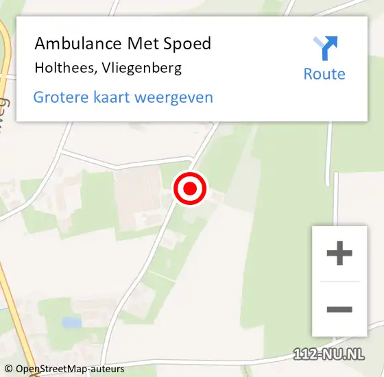 Locatie op kaart van de 112 melding: Ambulance Met Spoed Naar Holthees, Vliegenberg op 21 juli 2015 11:13