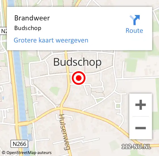 Locatie op kaart van de 112 melding: Brandweer Budschop op 21 juli 2015 11:58