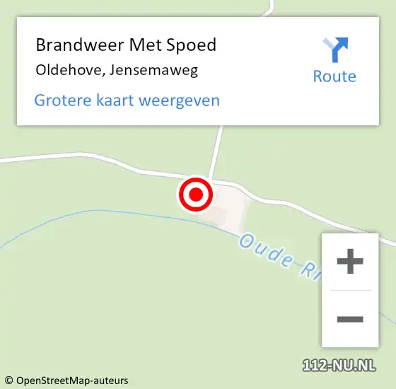 Locatie op kaart van de 112 melding: Brandweer Met Spoed Naar Oldehove, Jensemaweg op 21 juli 2015 12:10