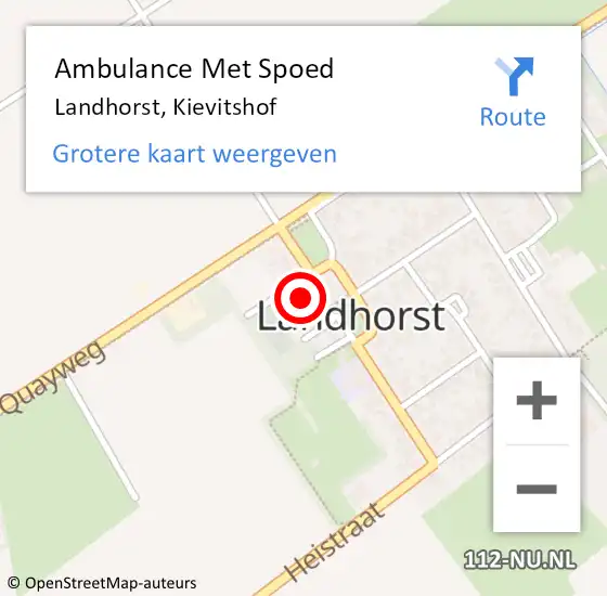 Locatie op kaart van de 112 melding: Ambulance Met Spoed Naar Landhorst, Kievitshof op 21 juli 2015 12:22