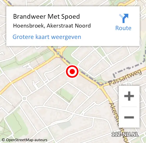 Locatie op kaart van de 112 melding: Brandweer Met Spoed Naar Hoensbroek, Akerstraat Noord op 21 juli 2015 13:02