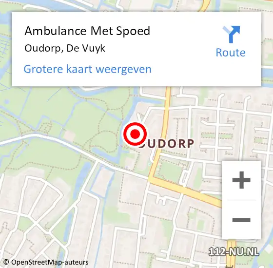 Locatie op kaart van de 112 melding: Ambulance Met Spoed Naar Oudorp, De Vuyk op 21 juli 2015 13:03