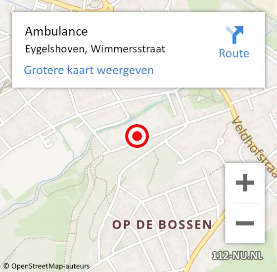 Locatie op kaart van de 112 melding: Ambulance Eygelshoven, Wimmersstraat op 21 juli 2015 13:36