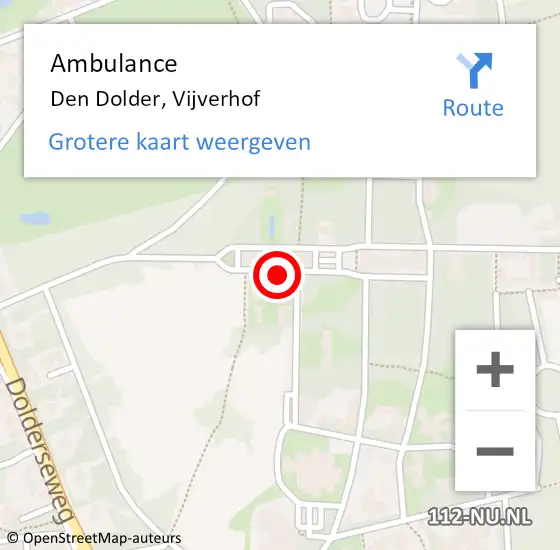 Locatie op kaart van de 112 melding: Ambulance Den Dolder, Vijverhof op 21 juli 2015 15:08