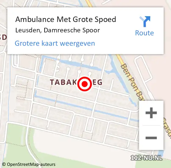 Locatie op kaart van de 112 melding: Ambulance Met Grote Spoed Naar Leusden, Damreesche Spoor op 21 juli 2015 15:20