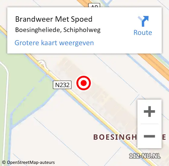 Locatie op kaart van de 112 melding: Brandweer Met Spoed Naar Boesingheliede, Schipholweg op 21 juli 2015 15:36