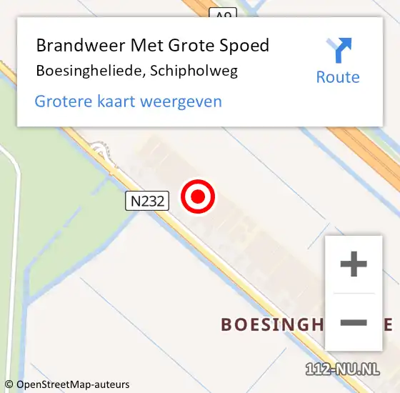 Locatie op kaart van de 112 melding: Brandweer Met Grote Spoed Naar Boesingheliede, Schipholweg op 21 juli 2015 15:37