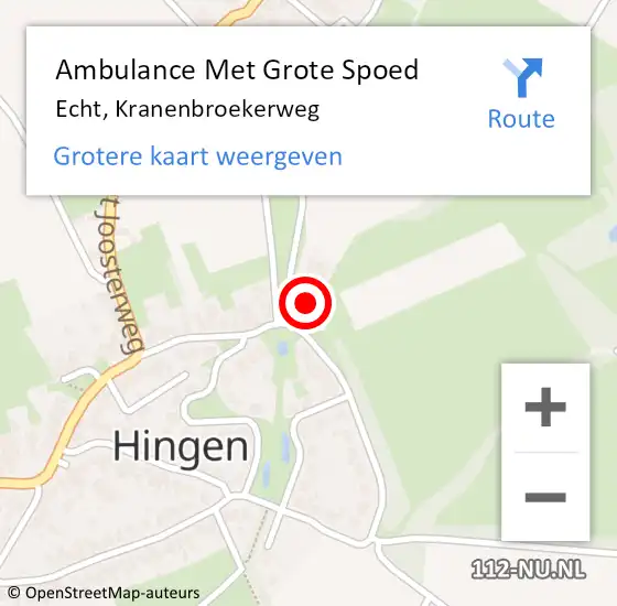 Locatie op kaart van de 112 melding: Ambulance Met Grote Spoed Naar Echt, Kranenbroekerweg op 21 juli 2015 15:40