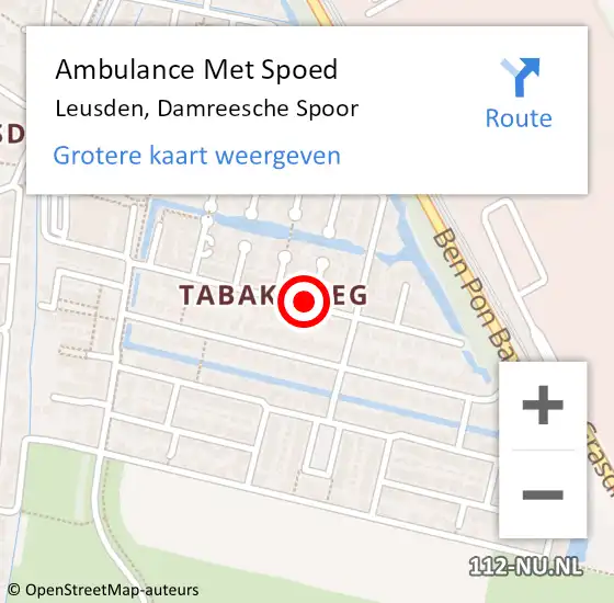 Locatie op kaart van de 112 melding: Ambulance Met Spoed Naar Leusden, Damreesche Spoor op 21 juli 2015 15:41