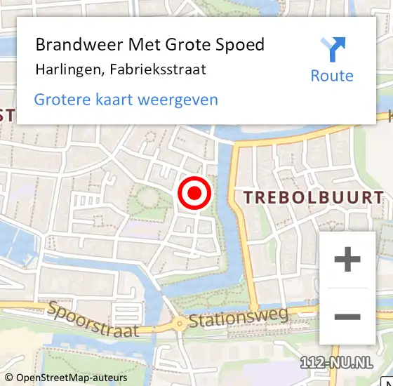 Locatie op kaart van de 112 melding: Brandweer Met Grote Spoed Naar Harlingen, Fabrieksstraat op 21 juli 2015 15:46