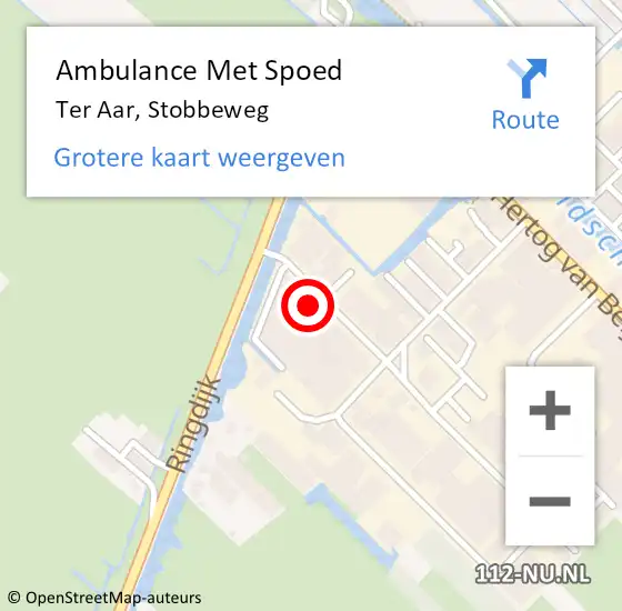 Locatie op kaart van de 112 melding: Ambulance Met Spoed Naar Ter Aar, Stobbeweg op 21 juli 2015 15:50