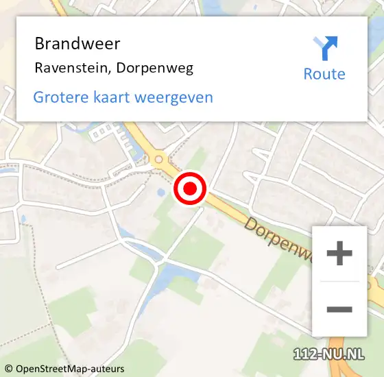 Locatie op kaart van de 112 melding: Brandweer Ravenstein, Dorpenweg op 21 juli 2015 16:09