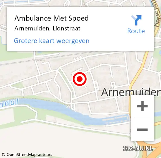 Locatie op kaart van de 112 melding: Ambulance Met Spoed Naar Arnemuiden, Lionstraat op 21 juli 2015 16:34