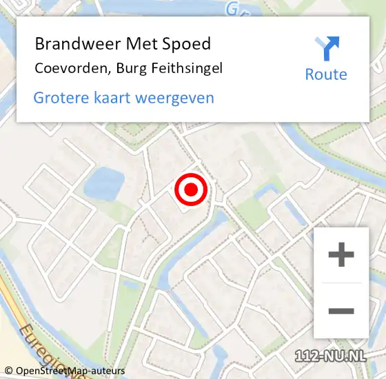 Locatie op kaart van de 112 melding: Brandweer Met Spoed Naar Coevorden, Burg Feithsingel op 21 juli 2015 16:52